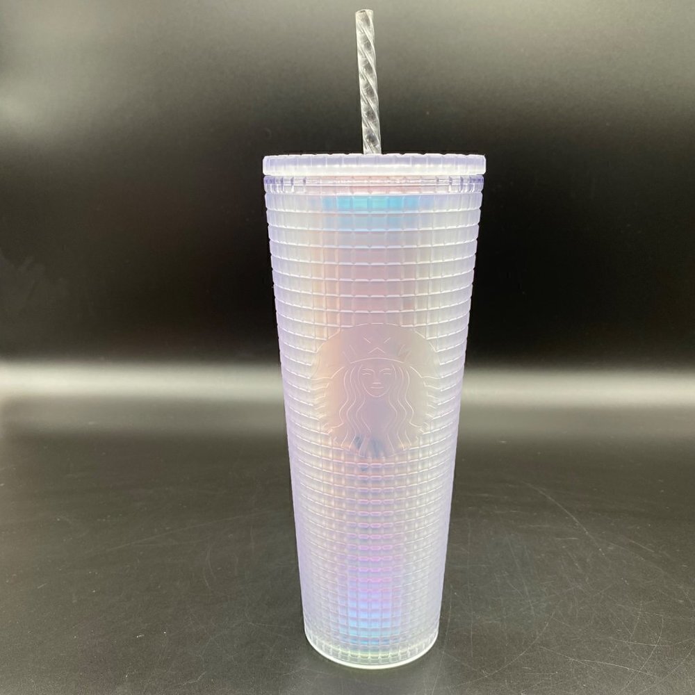 Starbucks 2022 Spring Soft Touch Unicorn Grid Iridescent 24oz Venti Tumbler